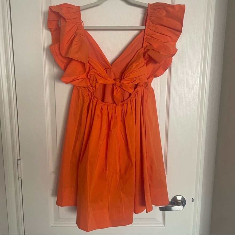 Orange Ruffled Mini Dress - Picture 5 of 10